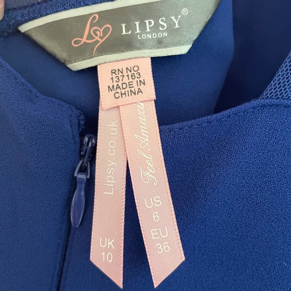 Blue Cocktail Dress with Nude Accents - Picture 5 of 6